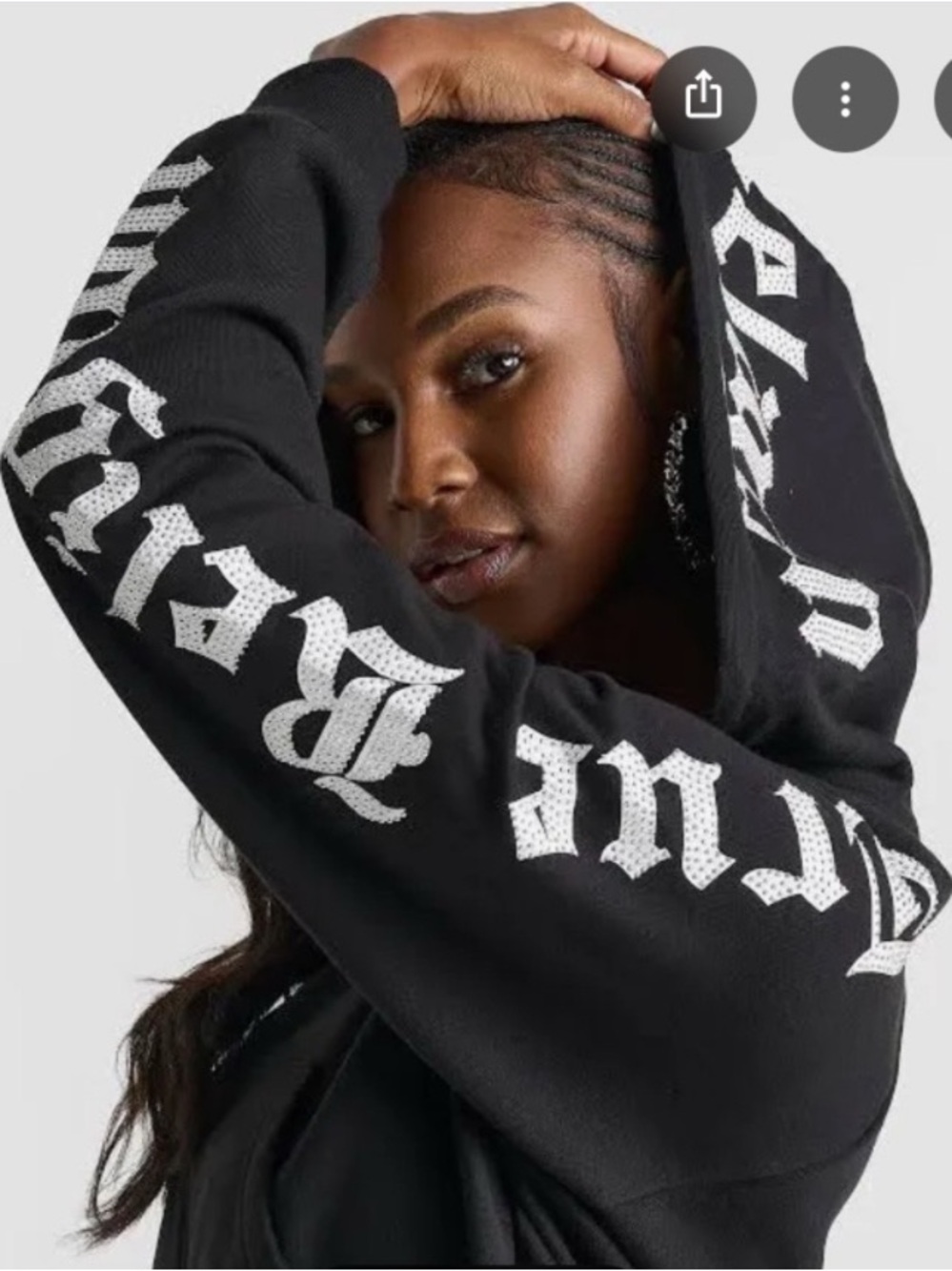 True Religion Black Zip-Up Hoodie with White Script Logo